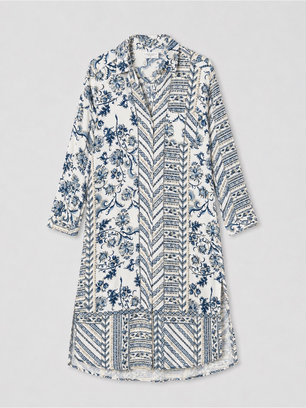 Womens Bohemian Button Up Maxi Shirt Dress Small Floral Patchwork Euro Summer